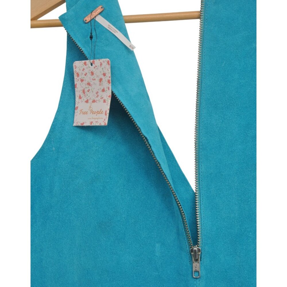 Free People NWT Short Sleeveless Suede Dress M Teal Shift - Picture 2 of 12